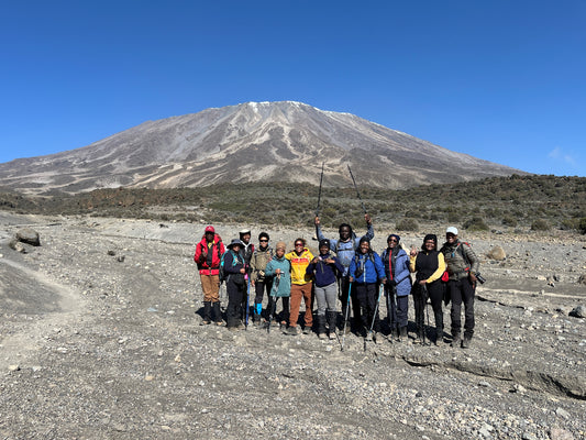 Expedition crew near Kilimanjaro