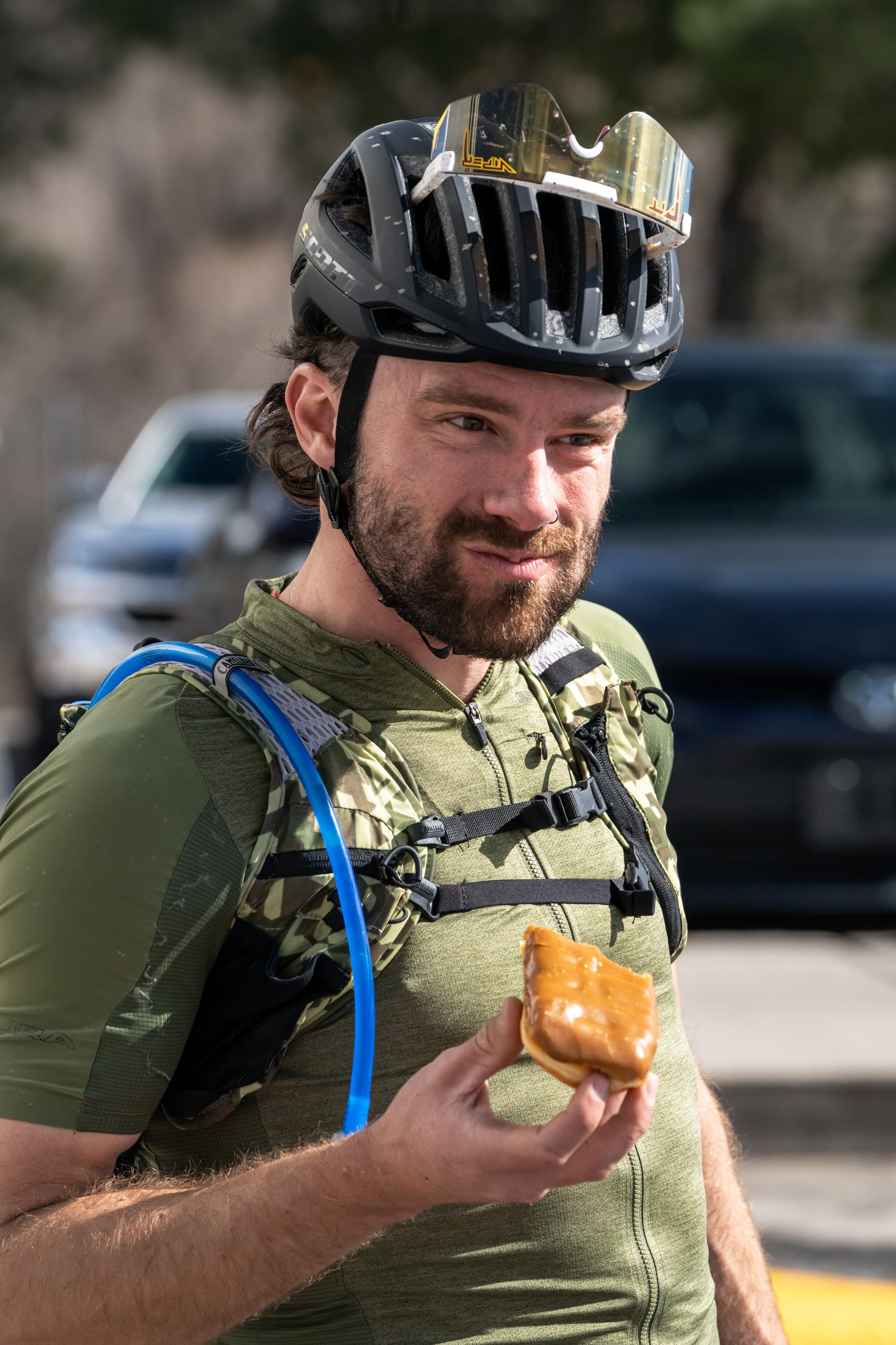 Ryan Standish eating a donut. 